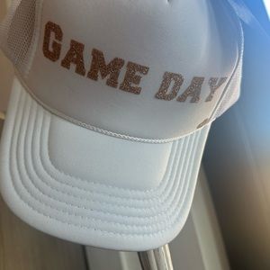 Game day Mother Truckin' hat white with gold lettering NWT